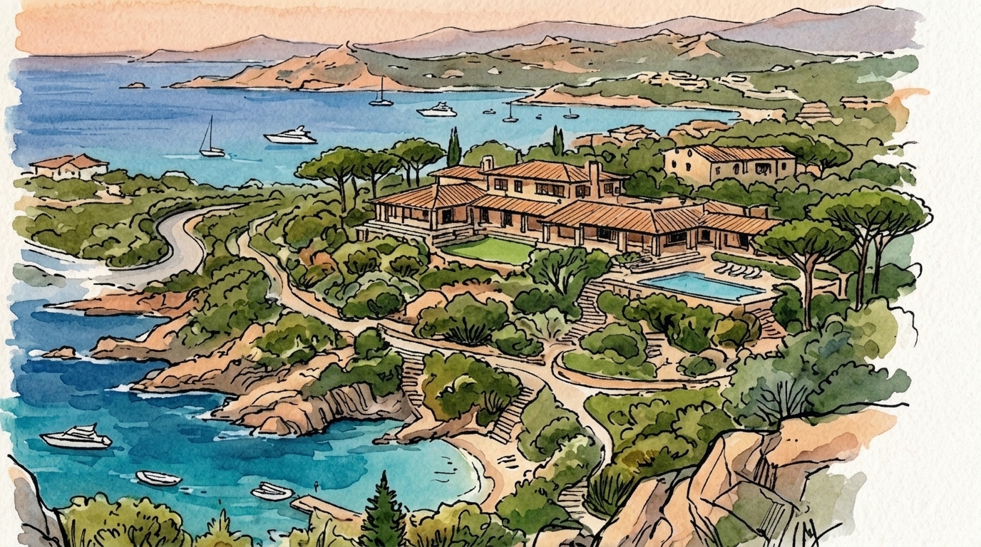 Schizzo Architettonico Gianni Gamondi — Residenza Costiera Panoramica, Porto Rotondo